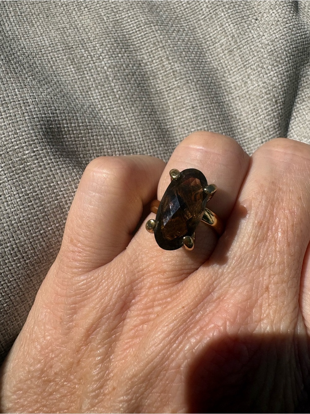 Alchemia Gold Oval Smokey Quartz Ring